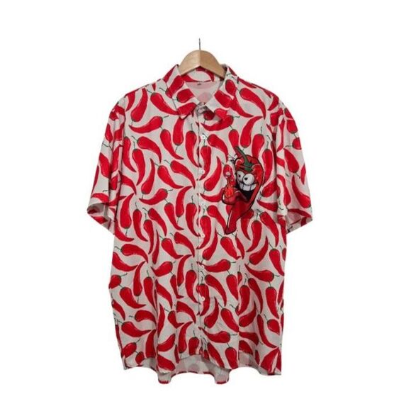 Jalapeno Novelty Collared Shirt Men 2XL Multicolor Funny Casual Party - Picture 2 of 5